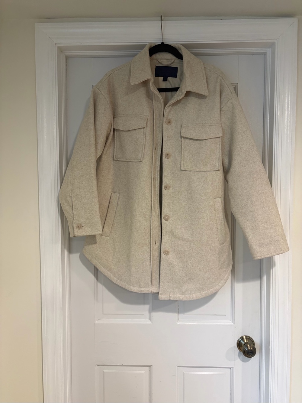 RACHEL Rachel Roy Cream Wool Shacket Jacket